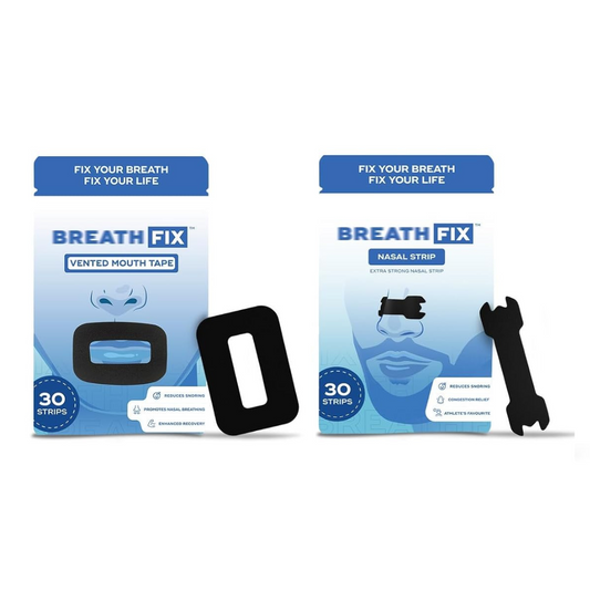 Restful Nights Combo – Black Nasal Strips (30 Strips) + Vented Mouth Tape (30 Tapes)
