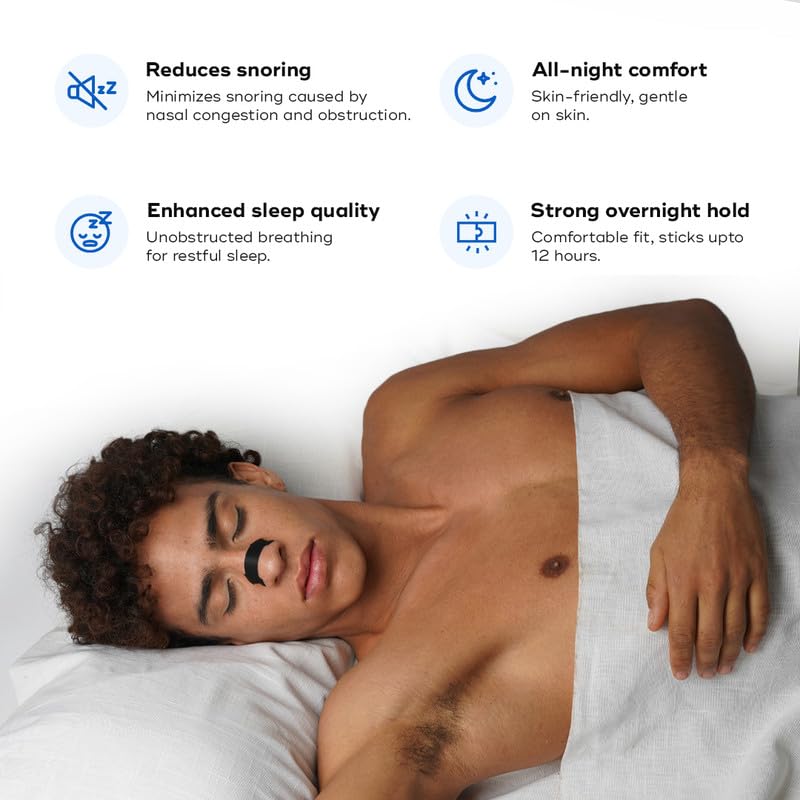 Restful Nights Combo – Black Nasal Strips (30 Strips) + Vented Mouth Tape (30 Tapes)